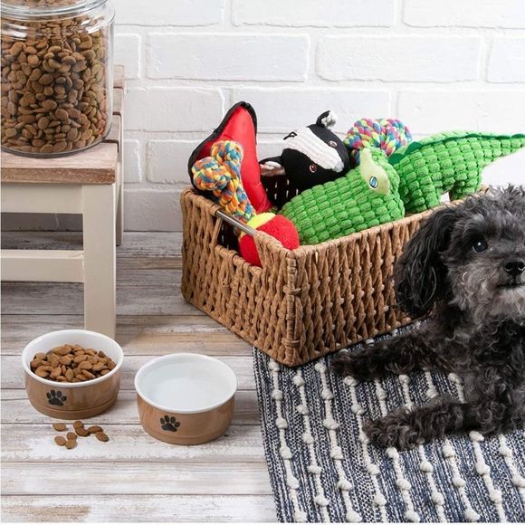 NIB!! Bone Dry Ceramic Pet Collection, Small Bowl Set, Paw 2 Count, Taupe/Black - Picture 5 of 8